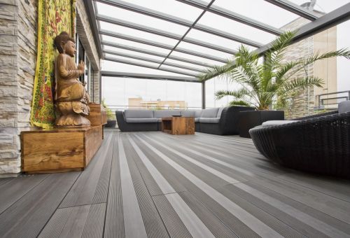 Megawood classic varia šedá - detail těsnění mezi deskami